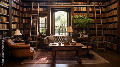 A library with a room dedicated to literary events and author signings.