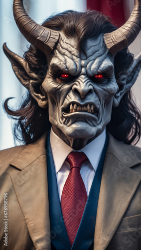 Portrait of demon in business suit