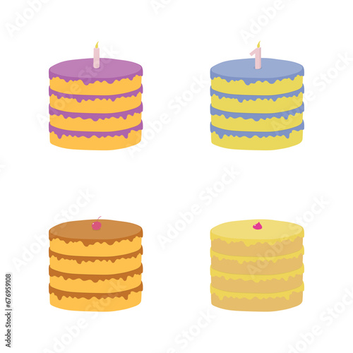 tart vector.  cake illustration set