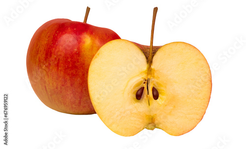 dwa jabłka, połówka jabłka, przezroczyste tło, PNG photo