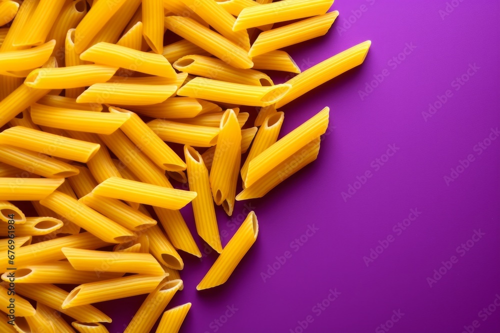 yellow pasta on a purple background yellow pasta on a purple background