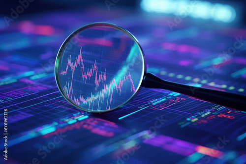 Wallpaper Mural Data analysis, search engine optimization or SEO. magnifier, charts, graphs. ultraviolet and neon screen. Torontodigital.ca