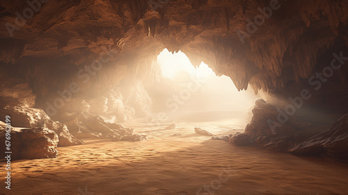 Foto luz celestial entrando na caverna