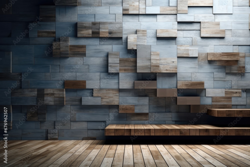 Urban Fusion: Concrete and Wood Wall, a Modern Blend for Stylish Living Spaces