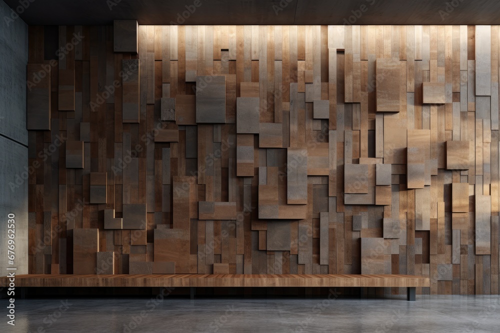 Urban Fusion: Concrete and Wood Wall, a Modern Blend for Stylish Living Spaces