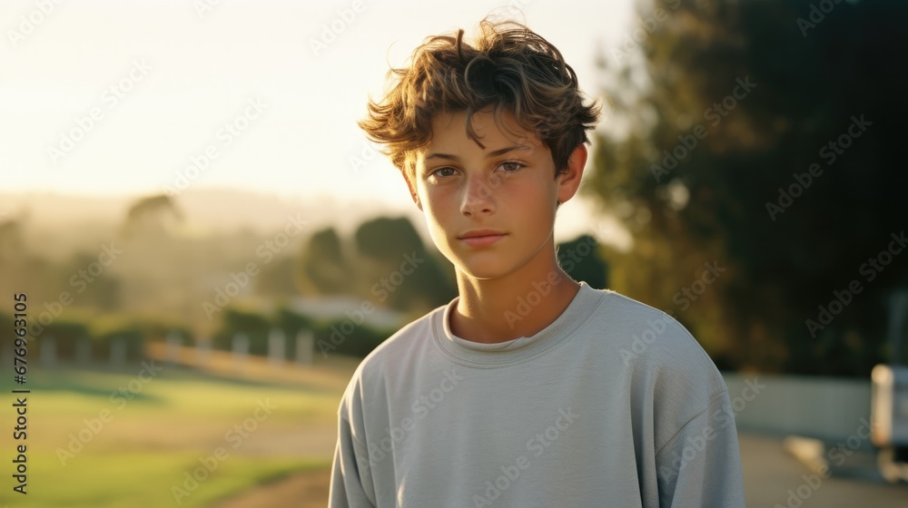 Portrait of a teenage boy, looking at the camera serious mood Portrait of a teenage boy, looking at the camera serious mood