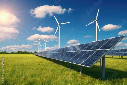 Harmony in Motion: Windmills and Solar Panels Transforming Meadows into Clean Energy Havens