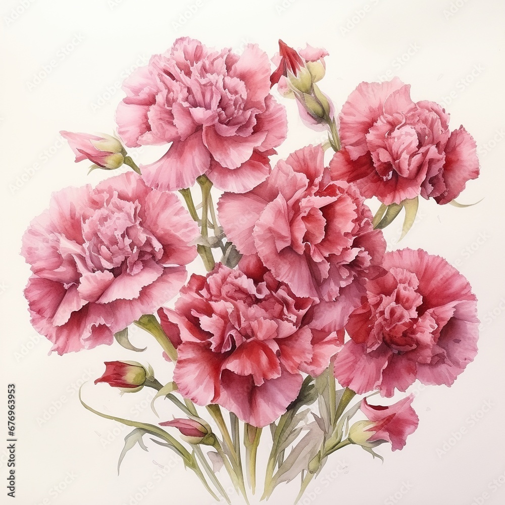 Watercolor Carnations