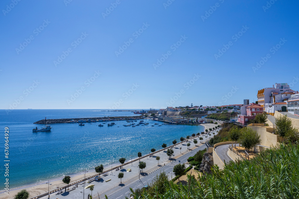 View of the city and harbor, in Sines, Portugal.