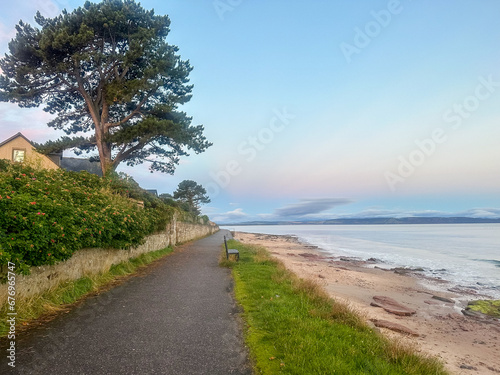 Nairn  Scotland - September 24  2023  Views along the water s edge at sunrise in the seaside town of Nairn  Scotland 
