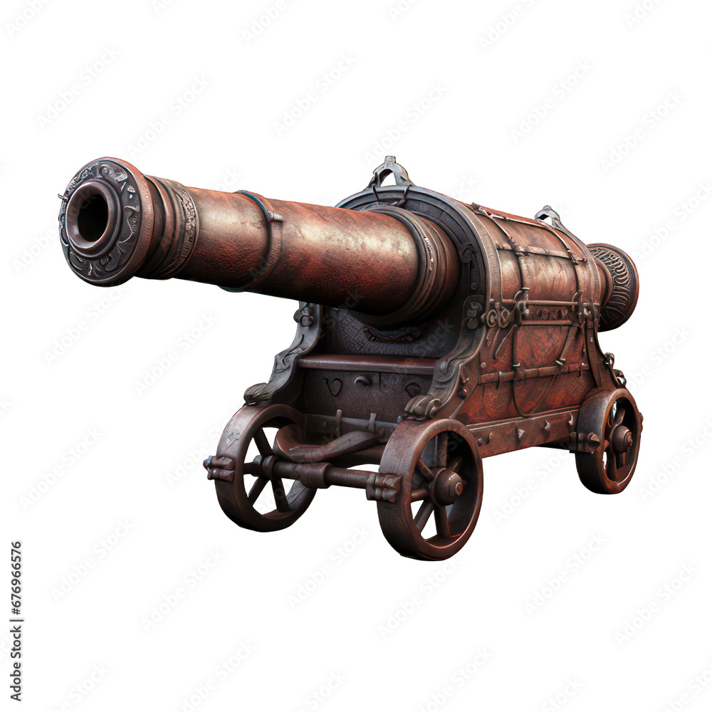 Cannon on wheels isolated on white created with Generative AI