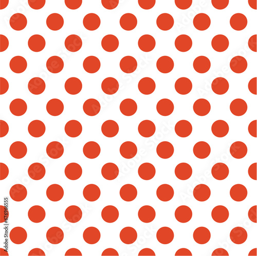 OLGA (1979) “polka dots” textile seamless pattern • Late 1970’s fashion style, fabric print (bright red dots on white background). photo