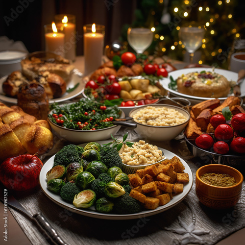 Holiday Vegan dinner with all the sides