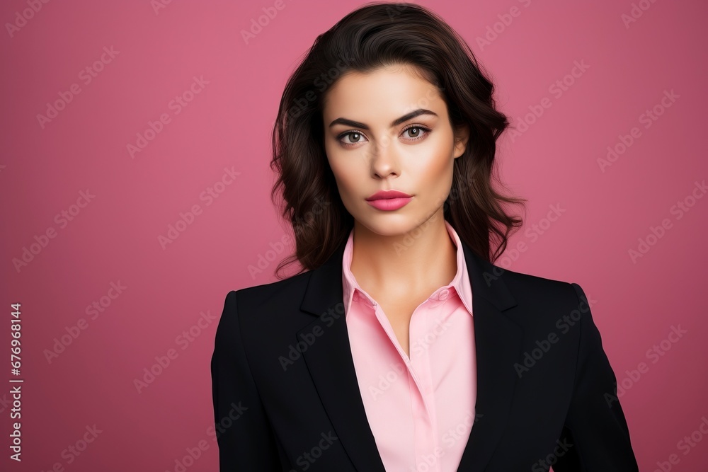 Portrait of beautyful and confident business woman, one color background, generative ai Portrait of beautyful and confident business woman, one color background, generative ai