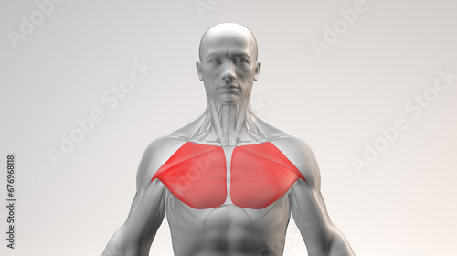 Canvas-taulu Athletic male anatomy focusing on pectoral chest muscle