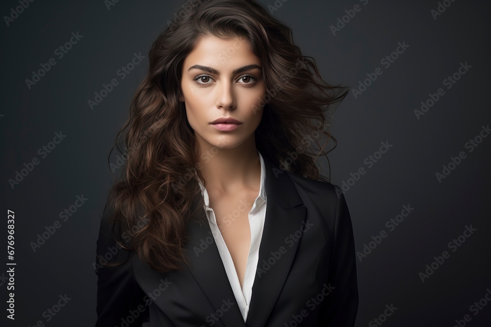 Portrait of beautyful and confident business woman, one color background, generative ai Portrait of beautyful and confident business woman, one color background, generative ai