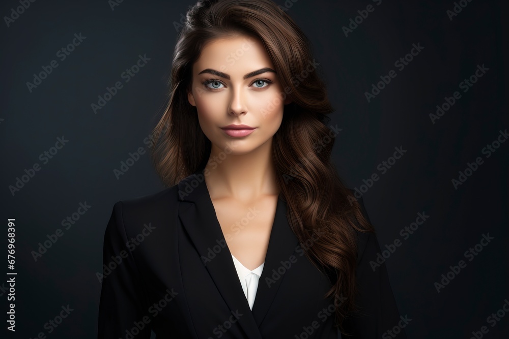 Portrait of beautyful and confident business woman, one color background, generative ai Portrait of beautyful and confident business woman, one color background, generative ai