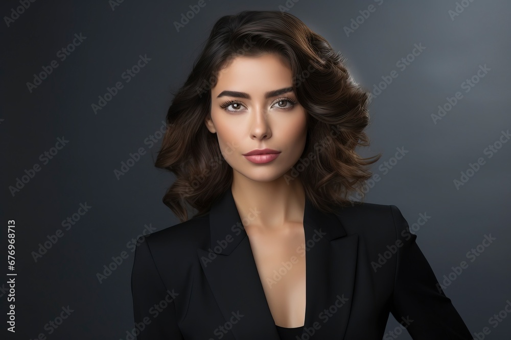 Portrait of beautyful and confident business woman, one color background, generative ai Portrait of beautyful and confident business woman, one color background, generative ai