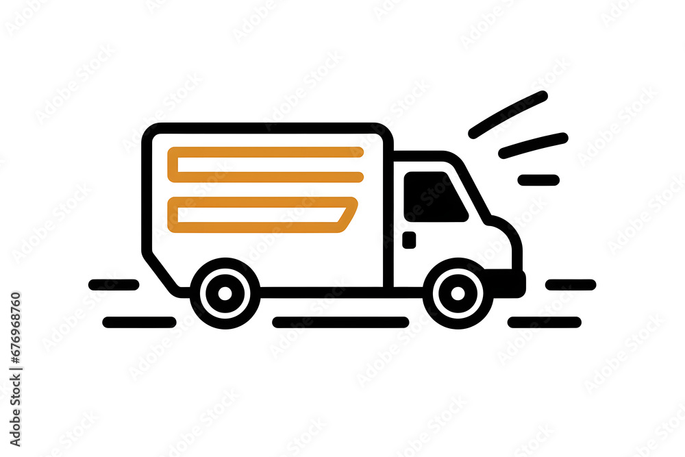 Fast moving shipping delivery truck line art vector icon for ...