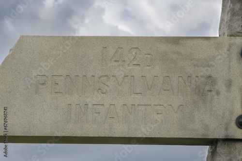 The 142 Pennsylvania infantry Monument, Gettysburg National Military Park, Pennsylvania, USA