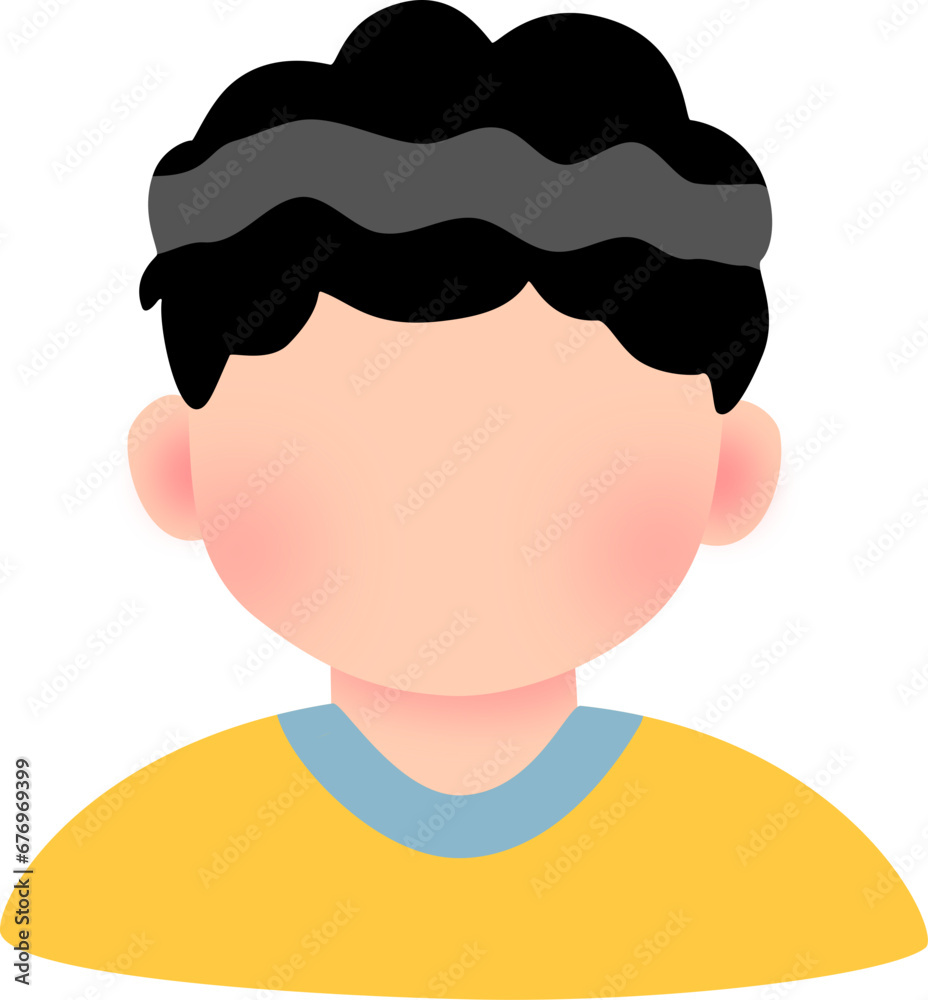 Little boy wearing yellow t-shirt casually with messy hair