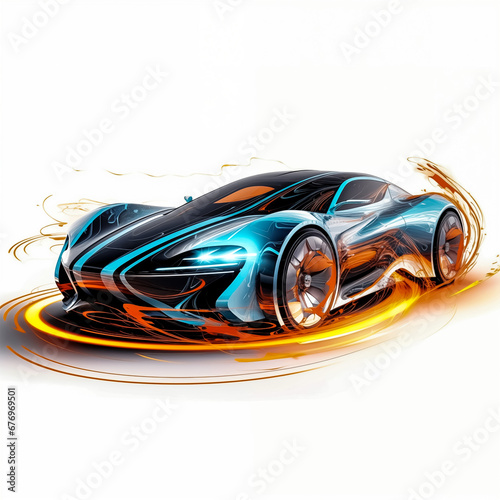 Sketch of a sports car on a white background. Vector illustration. 