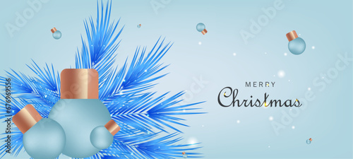 Merry Christmas background decoration balls and greetings