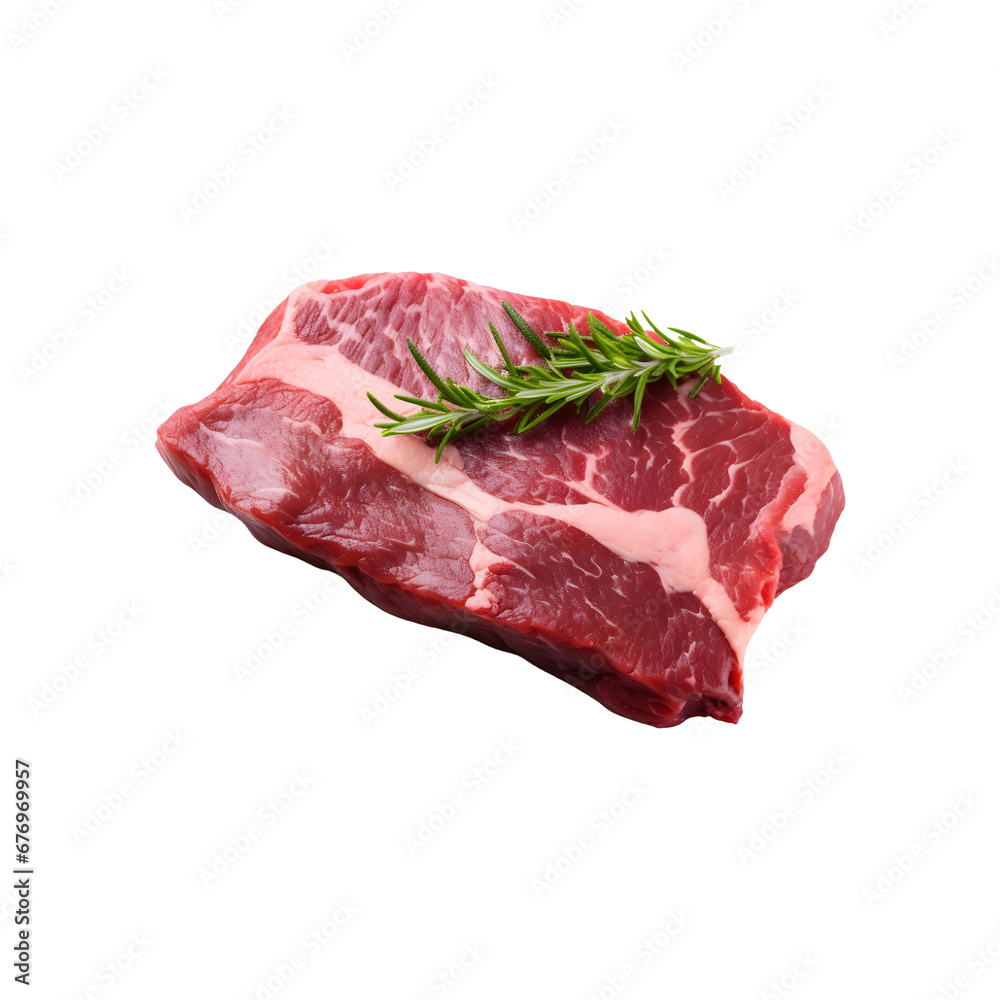 Beef meat piece isolated on transparent and white background