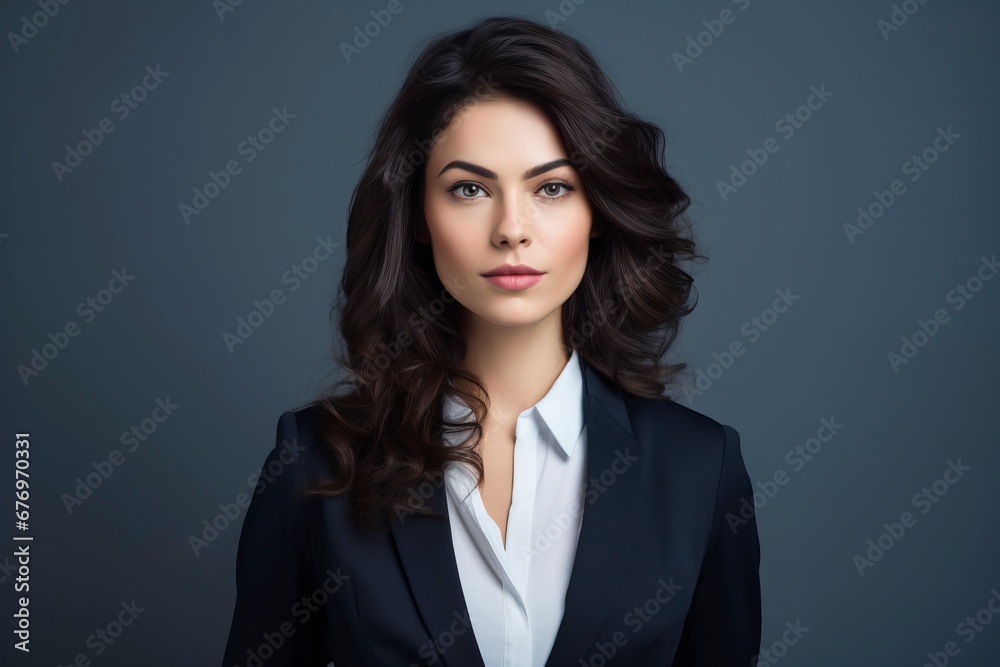 Portrait of beautyful and confident business woman, one color background, generative ai Portrait of beautyful and confident business woman, one color background, generative ai