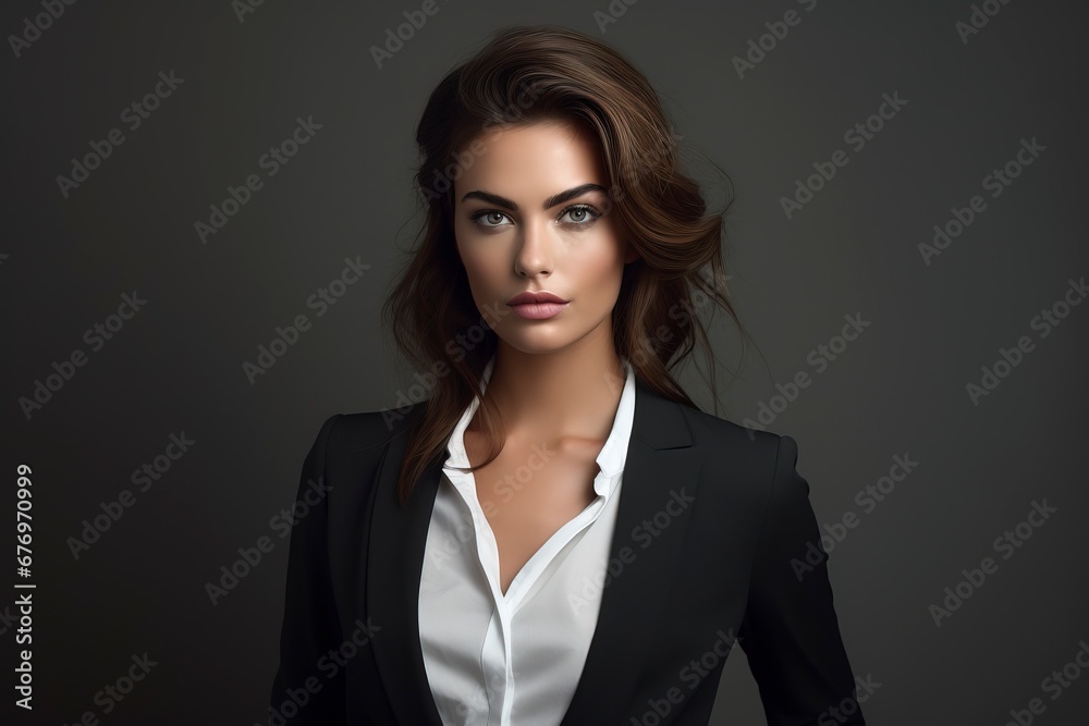 Portrait of beautyful and confident business woman, one color background, generative ai Portrait of beautyful and confident business woman, one color background, generative ai