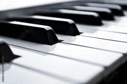 Grayscale closeup shot of the piano keys photo