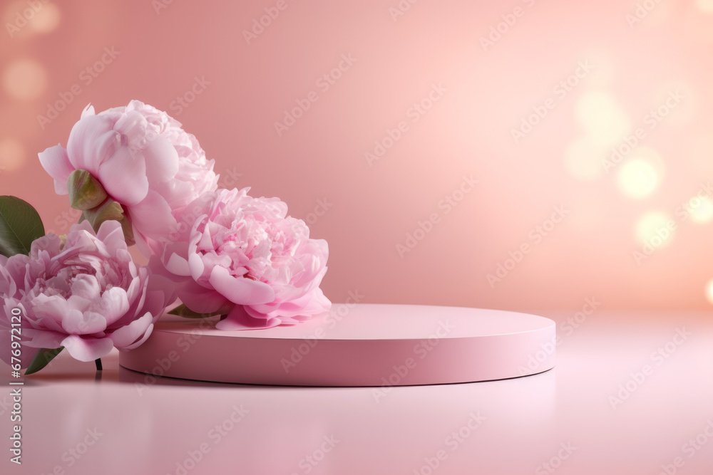 Abstract pink flowers background. Beautiful bouquet of pink peonies.
