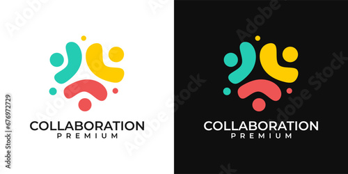 People community logo design. Colorful fun unity logo. Vector logo template of people, diversity, partner, social, vector, team work, collaboration. photo