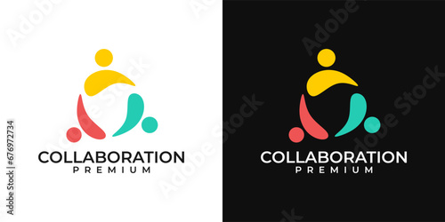 People community logo design. Colorful fun unity logo. Vector logo template of people, diversity, partner, social, vector, team work, collaboration.