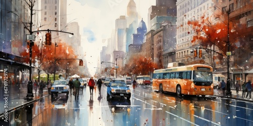 Urban Vibrancy Watercolor