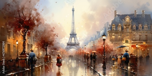 Rainy Paris Watercolor