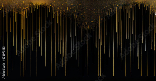 Elegant Golden Sparkles on Black Curtain Background 