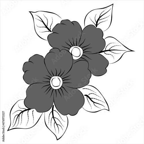 single icon flower in black and white  for a sign  symbol or company group in a store