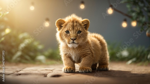 cute small lion cub photo