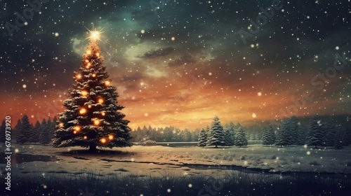 decorative christmas background, winterlandscape