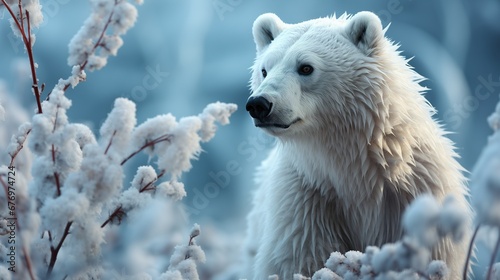 A polar bear in a cold natural environment. Generative AI.