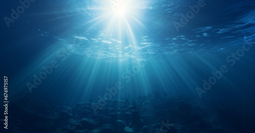 Underwater Sunlight Rays in Ocean Depths