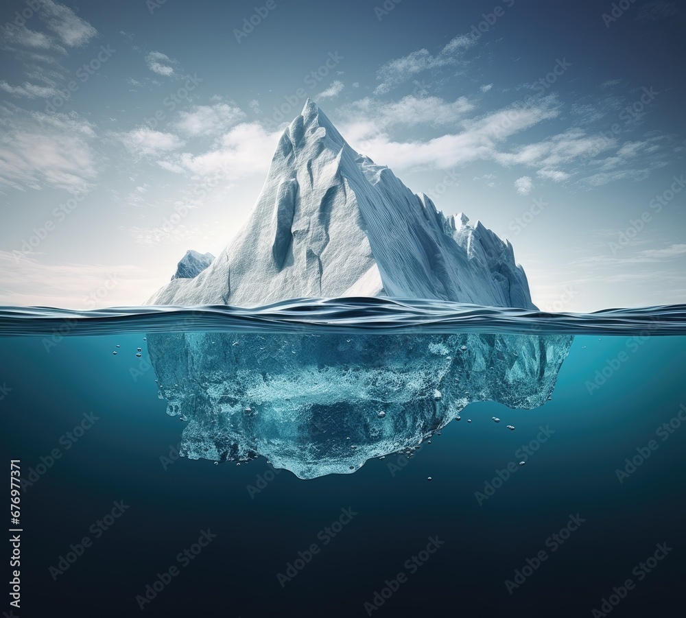 Iceberg in the underwater sea background.