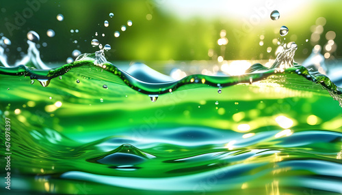 Abstract background Green eco wave  clean water and nature concept   