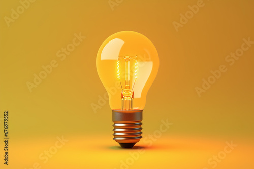 3D Render of Yellow Light Bulb Background