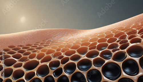 saggy skin layer and skin cells, 3D rendering. photo