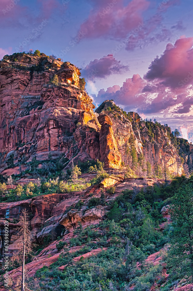 Majestic Sunset over Picturesque Countryside Landscape with Colorful Sky