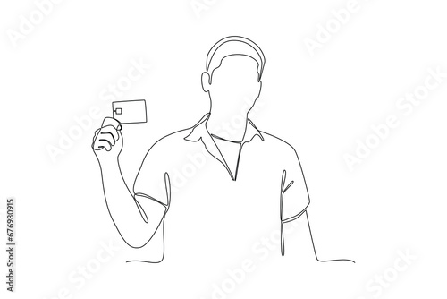 Continuous one line drawing Face recognition, voice authentication and retina scanning. Biometric authentication concept. Doodle vector illustration.