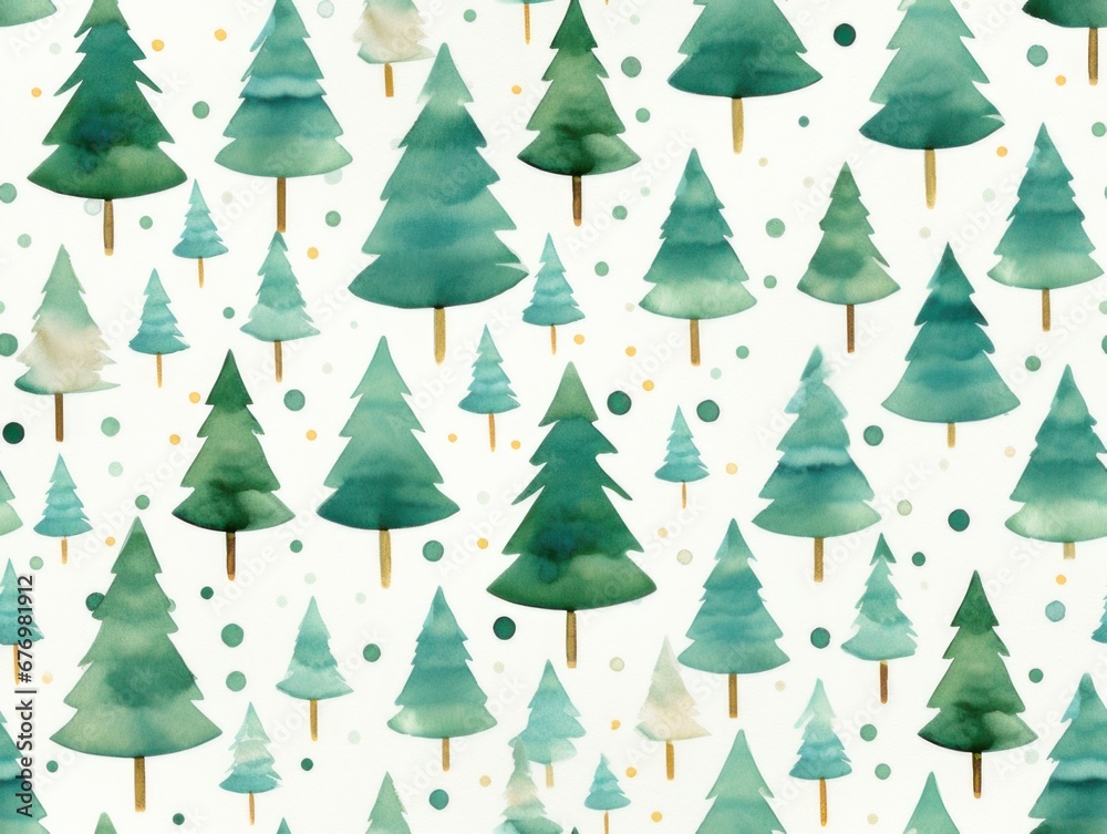 Christmas trees, forest. Christmas watercolor illustration. Card background frame. Pattern.