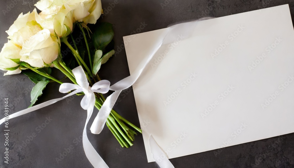 Bouquet de Roses Blanches avec Carte Vierge